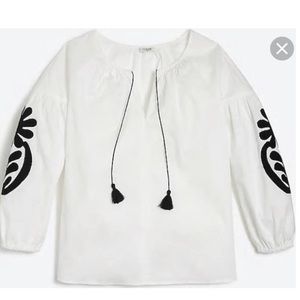 J Crew Embroidered Top - size L NWT